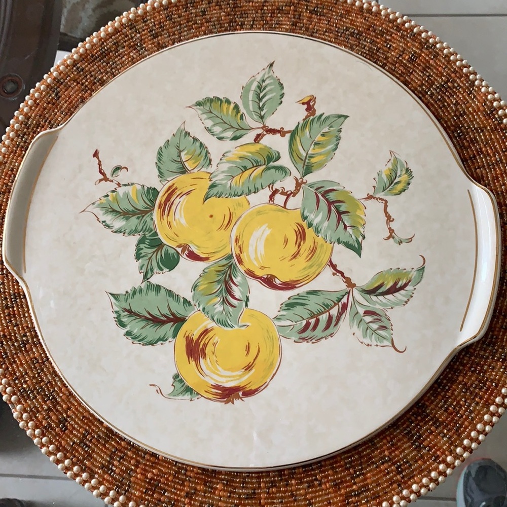 EUC- Vintage German Stadt peach platter 12” round